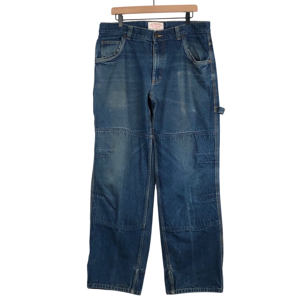 FILSON Double Knee Carpenter Jeans Men's 38x34 Blue Denim Straight Leg 10130